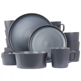 20pc Stoneware Luxmatte Dinnerware Set Dark Gray