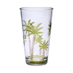 Palm Tree Design Acrylic Glasses Drinking Set of 4 Hi Ball (20oz), Plastic Drinking Glasses, BPA Free Cocktail Glasses, Drinkware Set