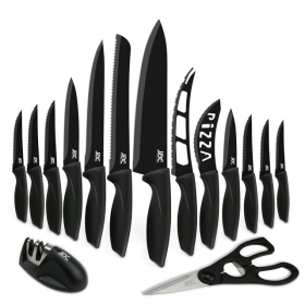 Lux Decor Collection 15-Piece Kitchen Knife Set - High Carbon Stainless Steel, Non-Stick Coating, Rust-Resistant