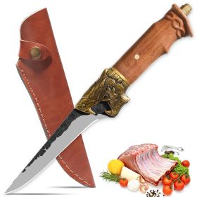 Qulajoy Boning Knife - Hand Forged Camping Knife 7Cr17MOV Blade - Dragon Head Handle And Leather Sheath - Unique Dragon Style - Viking Knife For Hunti (Option: Fillet Knife)