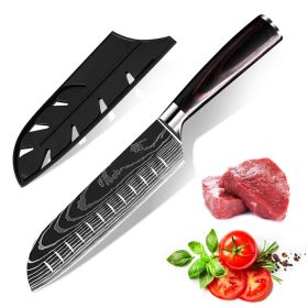 10PCS Japanese Damascus Steel Chef Knife - Professional Hardened Kitchen Knives Cut Stainless Steel Santoku Kitchen (Option: 5SANTOKU KNIFE)